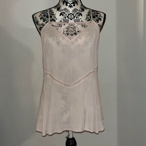 Express crochet neckline tank top light Pink Size Small adjustable straps